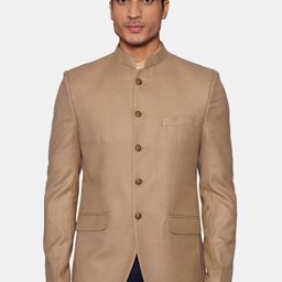 Wintage Men Beige Solid Woolen Bandhgala Blazer-33