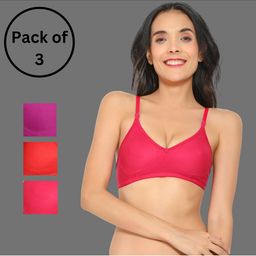 Aimly Pack Of 3 Seamless Non-Padded Non-Wired Cotton T-Shirt Bra With All Day Comfort-picture-26