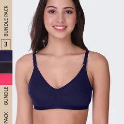POOJA RAGENEE Pack Of 3 Full Coverage Lightly Padded Bra bq2183c_3p_bl_mg_nblu_28c-image-67