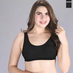 LUX VENUS Pack Of 2 Full Coverage Non Padded Anti Odour Cotton Workout Bra-All Day Comfort-picture-19