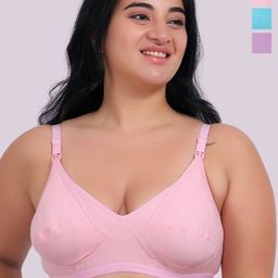 Fabme Pack of 3 Plus Size Full Coverage Maternity Bra image 1