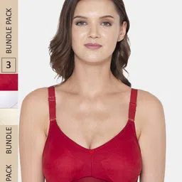 Souminie Pack Of 3 Non Padded All Day Comfort Non-Wired Seamless Everyday Bra-16