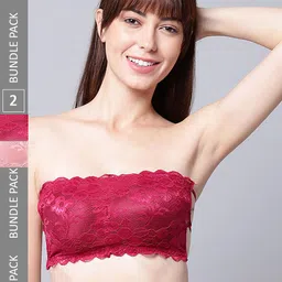 PIBU Pack Of 2 Full Coverage Non Padded Non-Wired Bandeau Bra With 360 Degree Support-6