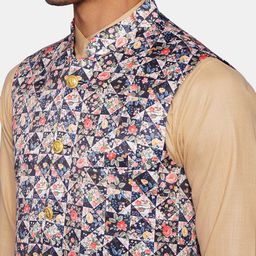 Wintage Men Multicoloured Printed Nehru Jacket image 3