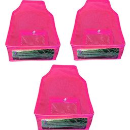 atorakushon Set of 3 Pink Solid Non Woven Blouse Wardrobe Storage Bag-8