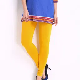Go Colors Women Yellow Solid Churidar Length Leggings-picture-44