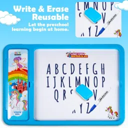 avis 2 in 1 Unicorn Writing Slate with Pencil box for kids Blue image 4