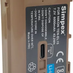 Simpex EN-EL15 6000mAh Li-ion Battery with USB-C Charging For NikonCamera Battery Charger-picture-24