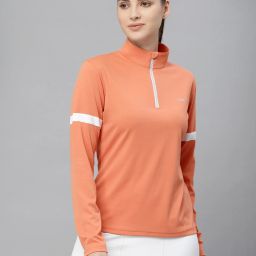 Women Solid High Neck Polyester Multicolor T-Shirt-image-74