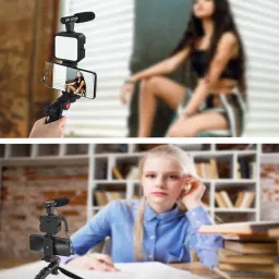 ANY KART Mobile Vlogging Kit with Microphone Tripod Stand and LED Light, Video Making Tripod Kit, Monopod Kit image 5