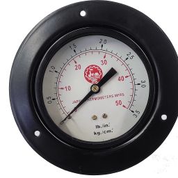 Dial Pressure Gauge 0-50 PSI, MS Body Dia 100 MM, Back Connection Brass 3/8" BSP Ring Gauge-15