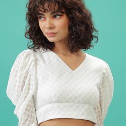 Casual Puff Sleeves Solid Women White Top-image-20