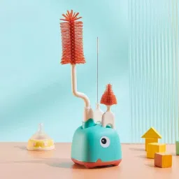 360° Movable Silicone Bristles Baby Kids Feeding Bottle, Nipple &-5