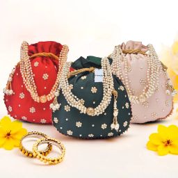 By Kuber Industries Women Pink, Pink, Green Potli-image-49