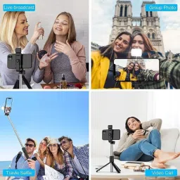 aybor R1s Bluetooth Selfie Sticks with Remote and Selfie Light, 3-in-1 Multifunctional Selfie Stick Tripod Stand Mobile Stand Compatible with All Phones (Black) Bluetooth Selfie Stick image 4