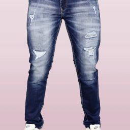Men Slim Mid Rise Dark Blue Jeans-image-65