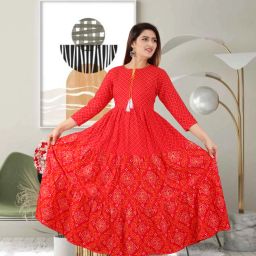 Printed Pure Cotton Stitched Flared/A-line Gown-image-88