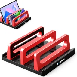 Ofifo Adjustable Dual Groove Red Stand for Desk Multi Device Holder Universal Dual Groove AntiSlip Stand Red 3-16 Inch Laptop Stand-2