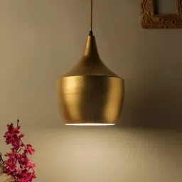 Areezo Golden Metal Hanging Light|E27 Holder| (Pack of 1)Golden Pendants Ceiling Lamp-picture-8