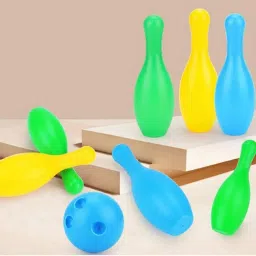 tirth Bowling Toy Plastic Set with 6 Bottles and 2 Balls Game image 2