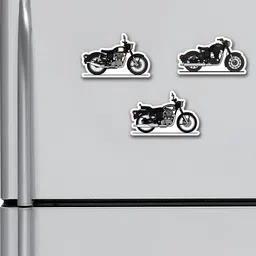 ARTBUG 3 Pieces Black & White Royal Enfield Bullets Printed Decorative Magnets-image-22