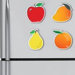 ARTBUG Orange Colored & Yellow 4 Pieces Printed MDF Wood Decorative Fridge Magnets-picture-31