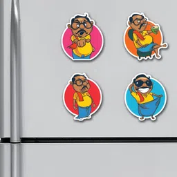 ARTBUG Yellow & Red 4 Pieces Printed Decorative Magnets-picture-1