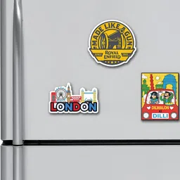ARTBUG Yellow & Red 3 Pieces Printed MDF Wood Decorative Fridge Magnets-12