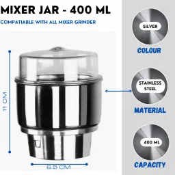 supergrind Supreme Quality Chutney Jar & JUICER JAR (400 ml) | UNIVERSAL COMPATIABLE Mixer Juicer Jar image 2