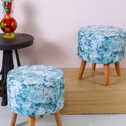 Shadowkart Blue Wooden Pouffes Sitting Mudda Ottomans-image-10