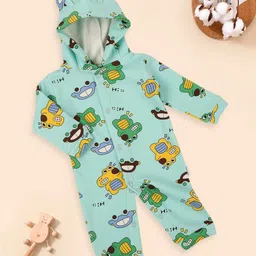 MeeMee Infants Printed Hooded Pure Cotton Romper-image-99