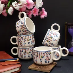 Pack of 6 Ceramic TOTA MAINA DESIGN ADORABLE CERAMIC CUP WITH DEER DESIGN-12