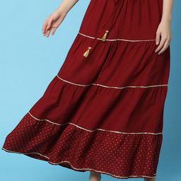 V-Mart Geometric Printed Tiered Maxi Skirts-image-4