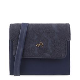 Metro Women Blue Textured PU Structured Sling Bag-1