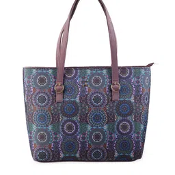 Mochi Purple Floral Printed PU Structured Shoulder Bag-18