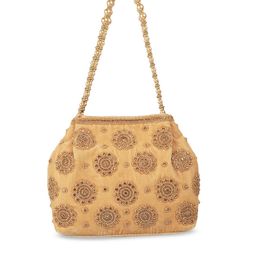 Mochi Gold-Toned Floral Embellished Structured Shoulder Bag-image-66