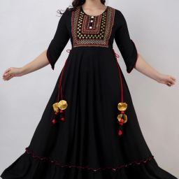 Embroidered Rayon Blend Stitched Anarkali Gown-image-94