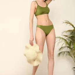 DANCING AROUND MY SANDCASTLE MOSS GREEN BIKINI Striped Women Swim Top Green Swimsuit-image-64