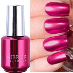Chrome Metallic Nail Polish Long Lasting Metallic dark pink-19
