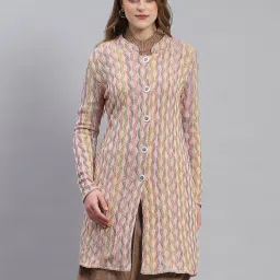 Wool Blend Self Design Coat For Women-image-3