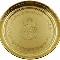 Brass Ganesh itching thali-Size8|arti Plate for Puja|puja thali|karwa chauth Sectioned Plate-image-64