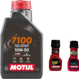 7100 4T 10W-50(1liter)+Engine flush(50ml)+Petrol system clean(50ml)combo Full-Synthetic Engine Oil-18