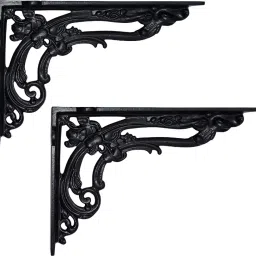 Beneberak Black Iron Shelf Bracket - Pack of 2 Black Powder Coated Finish 21.2 Shelf Bracket-18