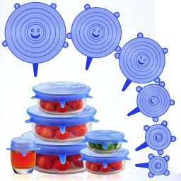 Silicone Stretchable Lids Covers for Bowls, Cups, Pots - Pack of 6 -7 inch Lid Set-18