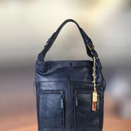 ART N VINTAGE Textured Leather Structured Handheld Bag with Cut Work-15