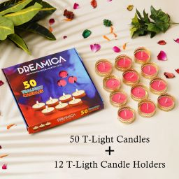 Dreamica Pack Of 12 Tealight Holders with 50 Red Tealight Candle-image-7