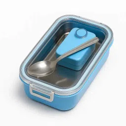 Lunch Box Insulated Airtight Spill Proof with Spoon Blue 1 Containers Lunch Box-image-29