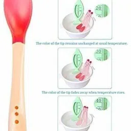 the little lookers Silicone Tip Heat Sensitive Silicone Spoons | Temperature Sensing Spoons | Spoon Set (Red, Blue & Yellow) - Silicone image 5
