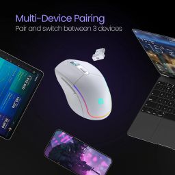 Portronics Toad One Bluetooth Wireless Mouse with 6 Buttons, RGB Lights, Rechargeable Wireless Ambidextrous Optical Mousewith Bluetooth image 4