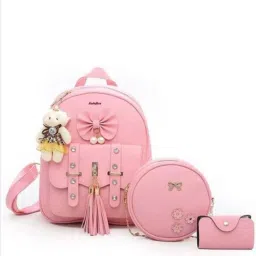 Small 5 L Backpack Backpack Smart Choice 3-PCS Fashion Cute Stylish Leather Backpack & Sling Bag Set for Women, School & College Girl's-picture-13